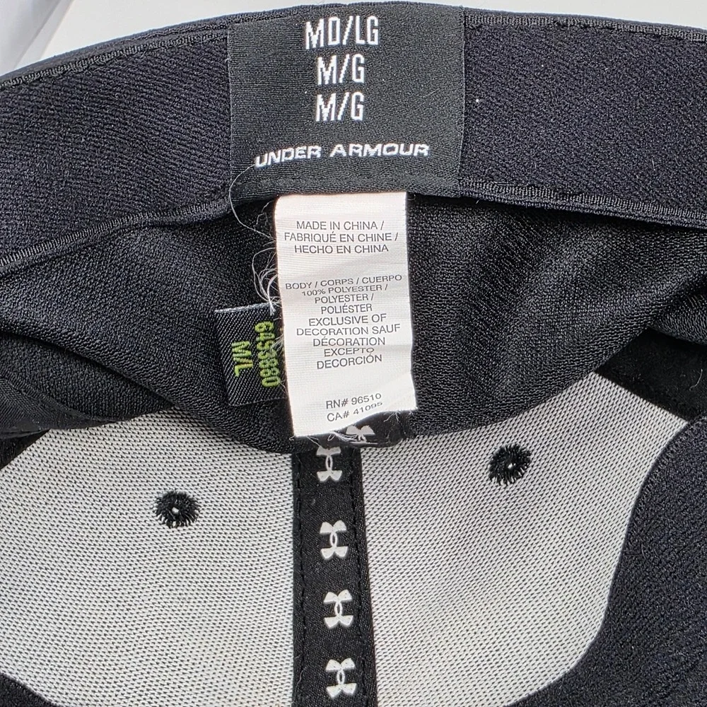 Under Armour Blitzing Low Hat Cap Black White Logo Men's Size Md/Lg‎ Stretch Fit